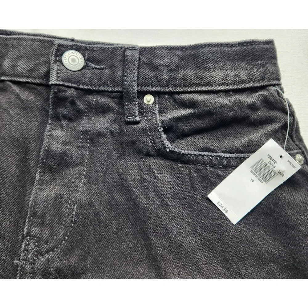 Old Navy Girls sz 14 Black Wash Denim‎ Shorts Distressed Frayed Hem NEW